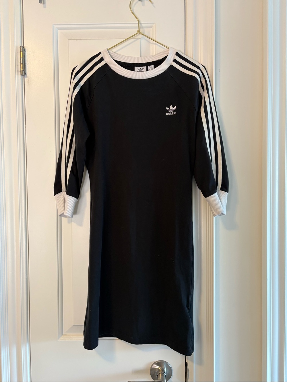 adidas Black Casual Dress with White Stripe Sleeves